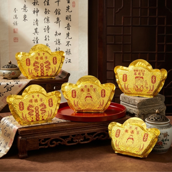 150G全彩客製金元寶造型米｜平安米｜發財米｜祈福米｜禮品米｜產品圖