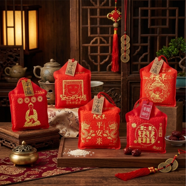 150G燙金客製平安福造型米｜平安米｜發財米｜祈福米｜禮品米｜產品圖