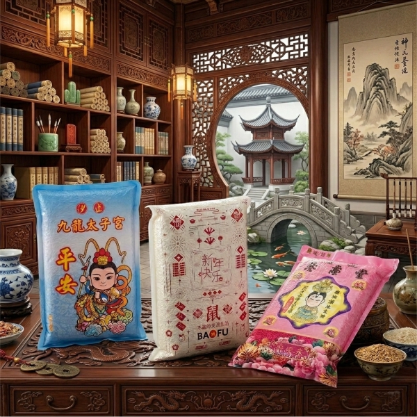 1500G全彩客製扁平包裝米｜平安米｜發財米｜祈福米｜禮品米｜產品圖